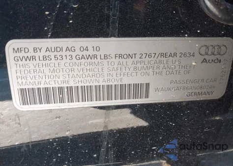 2010 Audi A6 3.0 Premium из США, поврежденный, VIN WAUKGAFB6AN080246